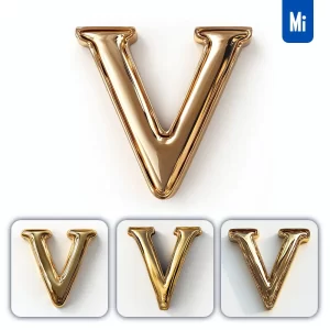Midjourney Prompt V Letter Gold Golden Single Smooth Glossy 3D Rendering