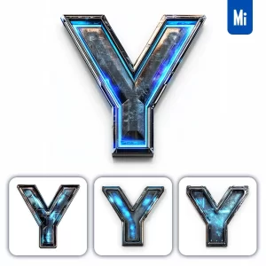 Midjourney Prompt Y Letter Cyberpunk Steel Technology Futuristic 3D Blue