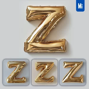 Midjourney Prompt Z Letter Gold Golden Single Smooth Glossy 3D Rendering