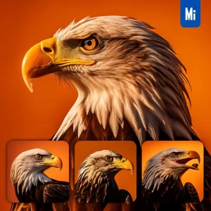 Midjourney Prompt Bald Eagle Head Yellow Silhouette Photography