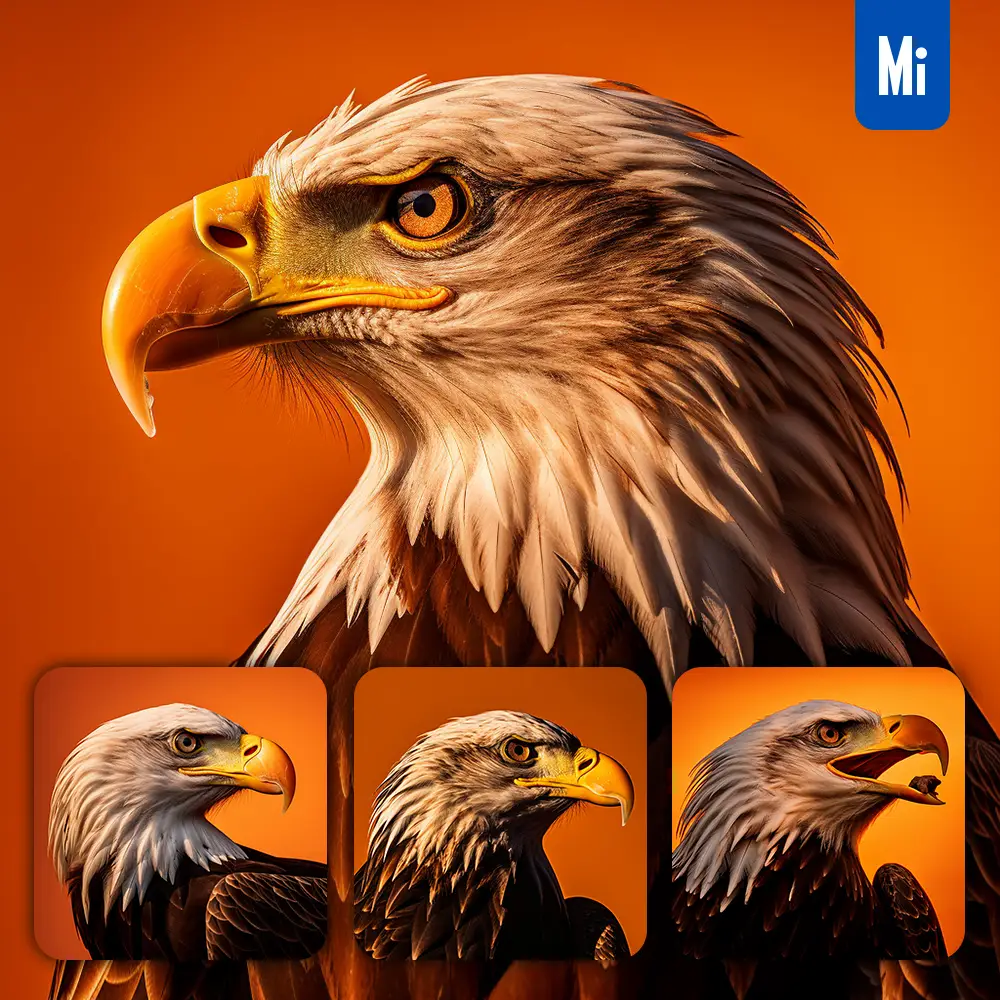 Midjourney Prompt Bald Eagle Head Yellow Silhouette Photography