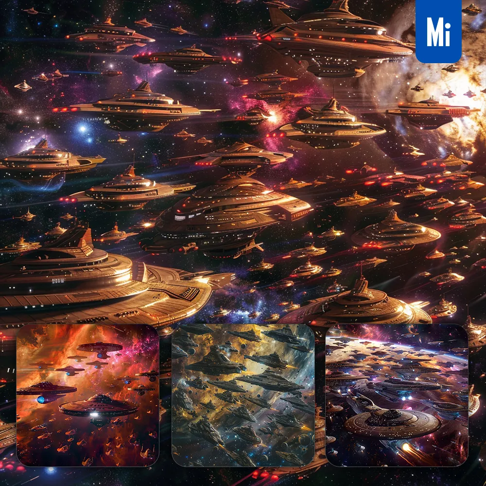 Midjourney Prompt Deep Space Massive Starship Nebula Fight Vessel War Sci-fi Photography
