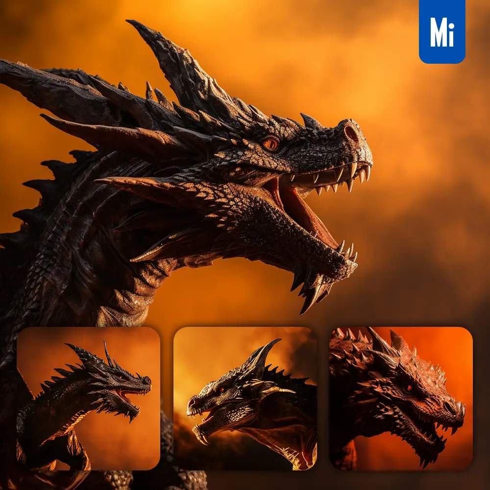 Midjourney Prompt Dragon Wyvern Head Yellow Silhouette Photography