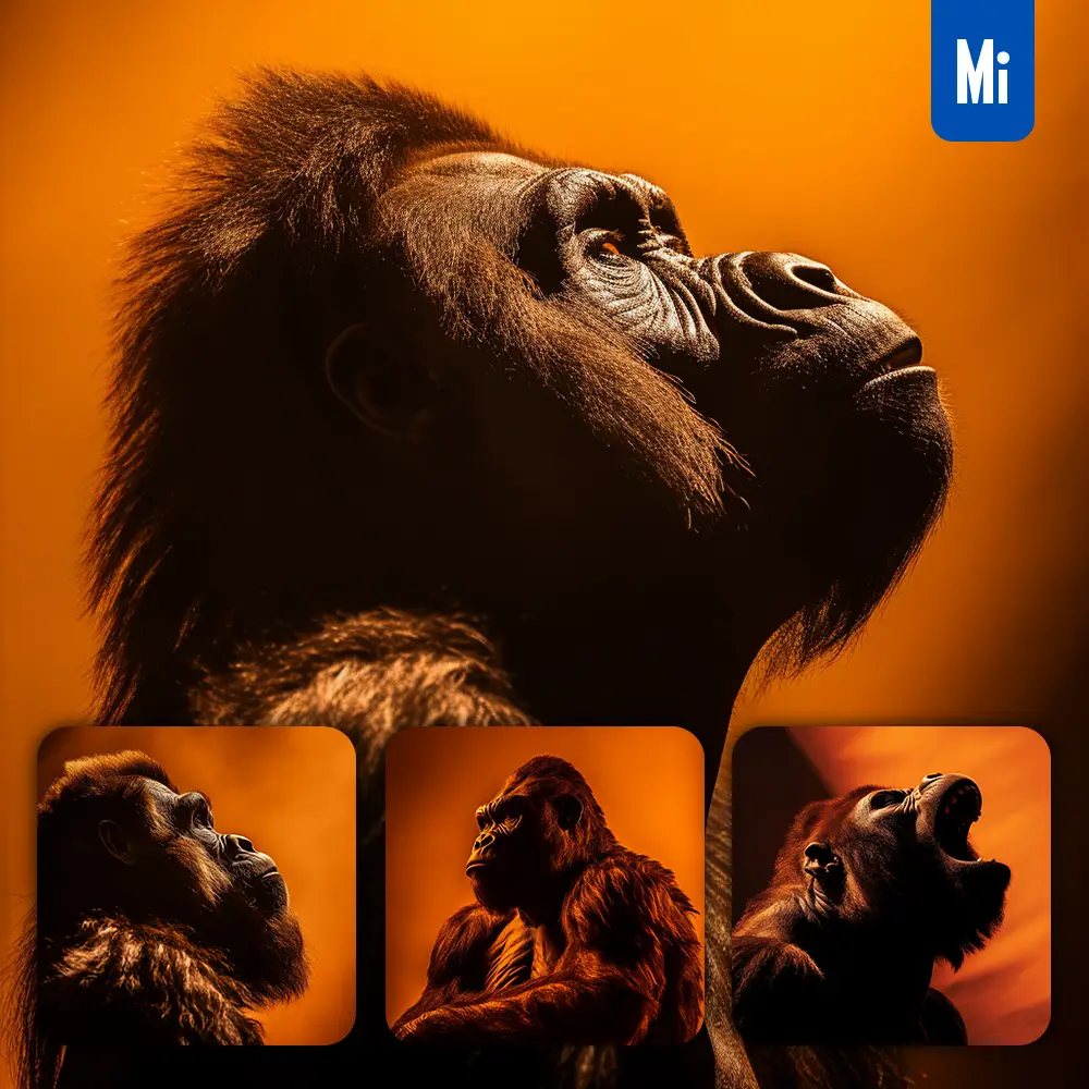 Midjourney Prompt Gorilla Head Yellow Silhouette Photography