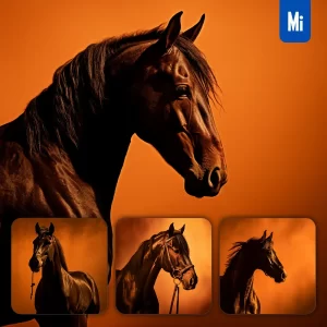 Midjourney Prompt Horse Head Face Side Yellow Silhouette Photography