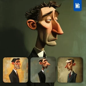 Midjourney Prompt Male Man Manager Distorted Quirky Animation Portrait Painting