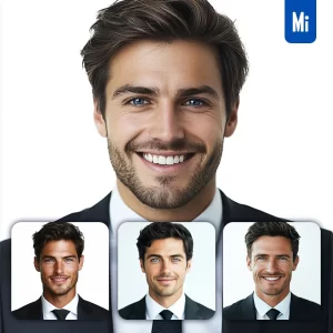 Midjourney Prompt Man Suit Business Attire Smile Photography Identification Photo