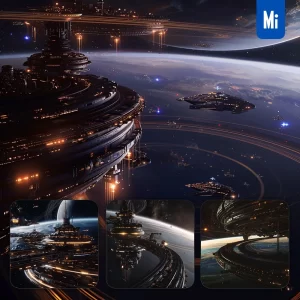 Midjourney Prompt Space Station Planet Future Sci-fi Photography