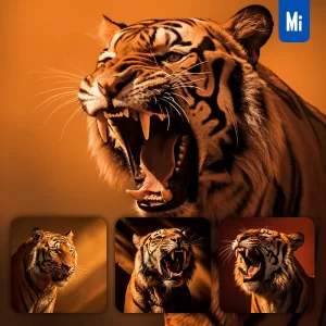 Midjourney Prompt Tiger Head Yellow Silhouette Photography