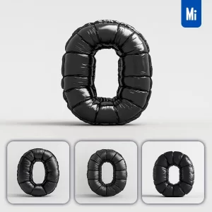 Midjourney Prompt 0 Number Black Inflated Balloon 3D Photography