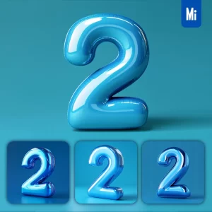 Midjourney Prompt 2 Number Blue 3D Smooth C4D