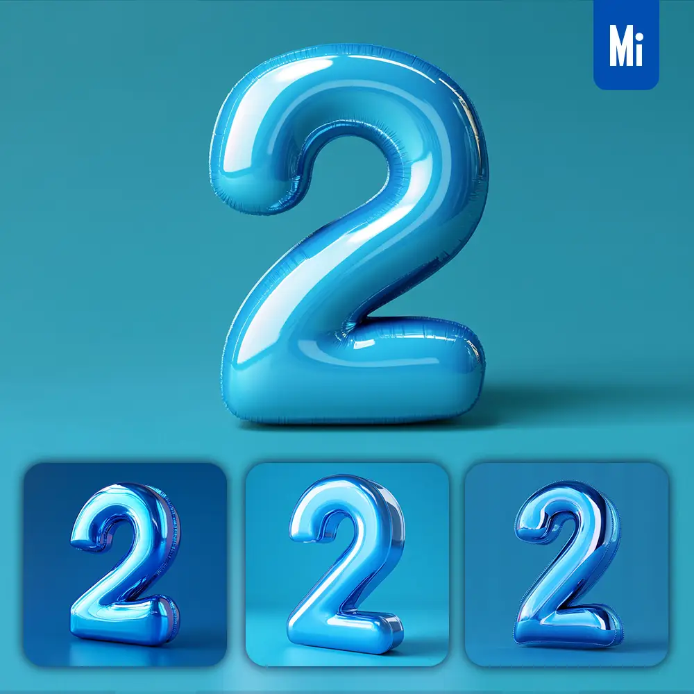Midjourney Prompt 2 Number Blue 3D Smooth C4D
