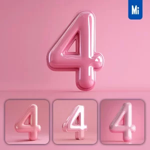 Midjourney Prompt 4 Number Pink 3D Smooth C4D