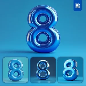 Midjourney Prompt 8 Number Blue 3D Smooth C4D