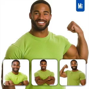 Midjourney Prompt African American Man Fitness Strong Lime Green T-shirt Photography