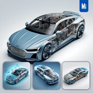 Midjourney Prompt Audi E-tron GT Car EDrive Mechanical Isometric 3D Illustration