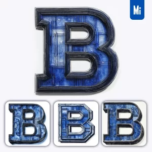 Midjourney Prompt B Letter Blue 3D Drawing Illustration