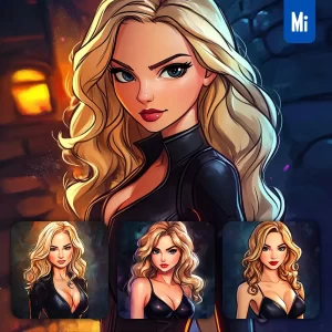 Midjourney Prompt Black Canary Jennifer Lawrence Drawing Painting Animation Comic