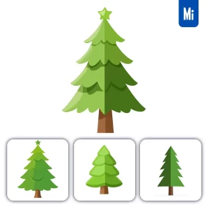 Midjourney Prompt Christmas Tree Icon Green Illustration Vector Graphic Logo