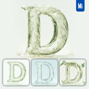 Midjourney Prompt D Letter Ice Glass Transparent 3D