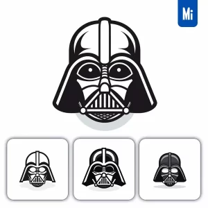Midjourney Prompt Darth Vader Line Cartoon Graphic Icon Illustration Avatar Logo Portrait