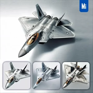 Midjourney Prompt F22 Raptor Fighter Jet US Air Force 3D Model Illustration