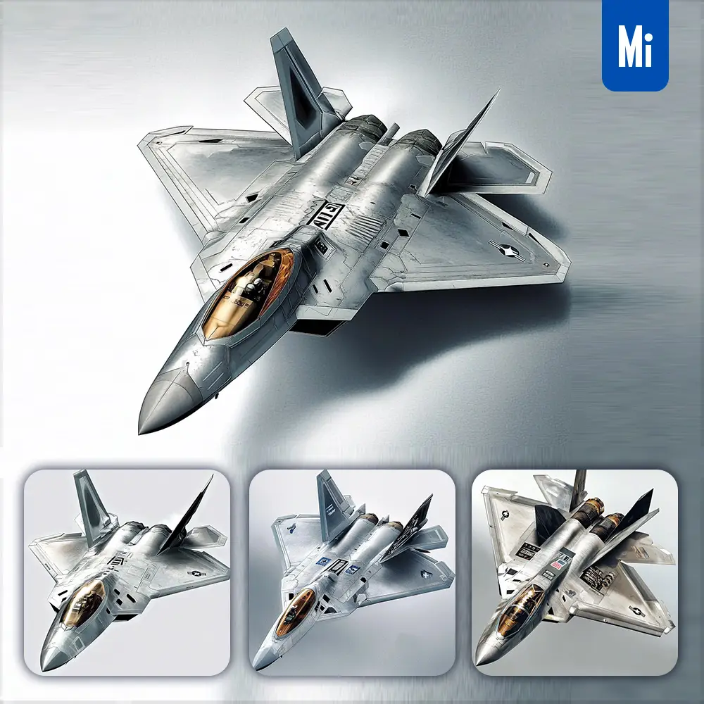 Midjourney Prompt F22 Raptor Fighter Jet US Air Force 3D Model Illustration