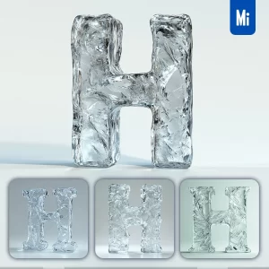 Midjourney Prompt H Letter Ice Transparent 3D Frozen