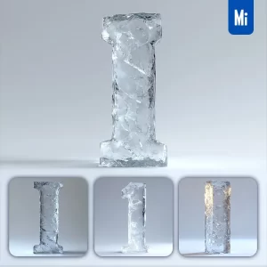 Midjourney Prompt I Letter Ice Transparent 3D Frozen
