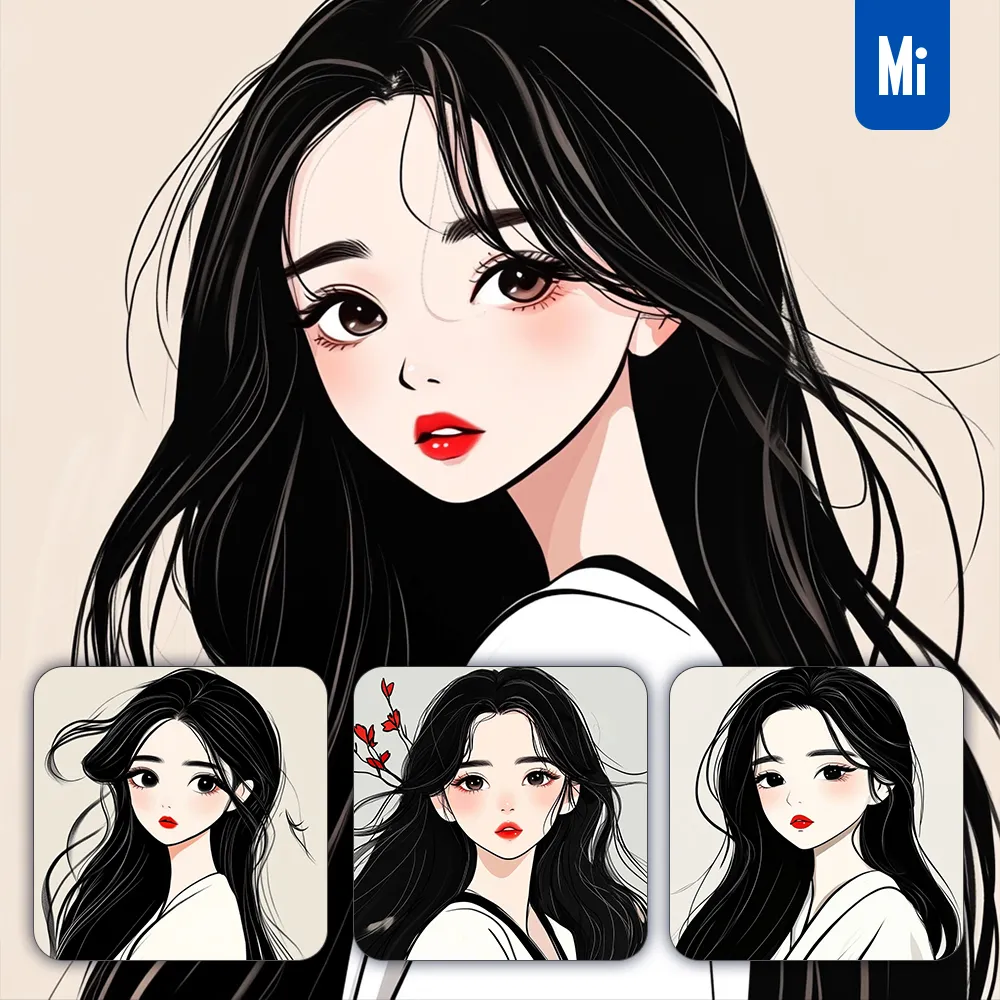 Midjourney Prompt Japanese Female Woman Girl Portrait Vector Illustration