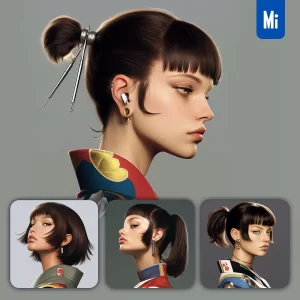 Midjourney Prompt Japanese Girl Kimono Female Painting Realistic Photography