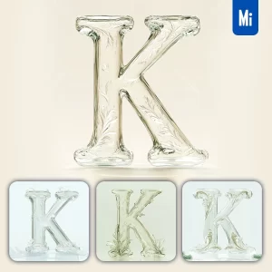 Midjourney Prompt K Letter Ice Glass Transparent 3D