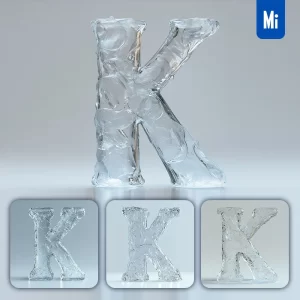 Midjourney Prompt K Letter Ice Transparent 3D Frozen