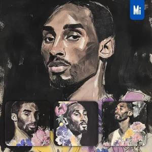 Midjourney Prompt Kobe Bryant Head Flower Portrait Drawing Colorful Painting