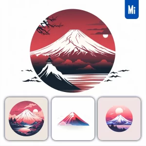 Midjourney Prompt Mount Fuji Mountain Japanese Graphic Vector Illustration