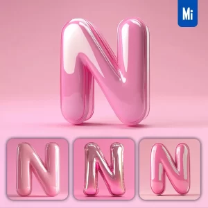 Midjourney Prompt N Letter Pink 3D Smooth C4D