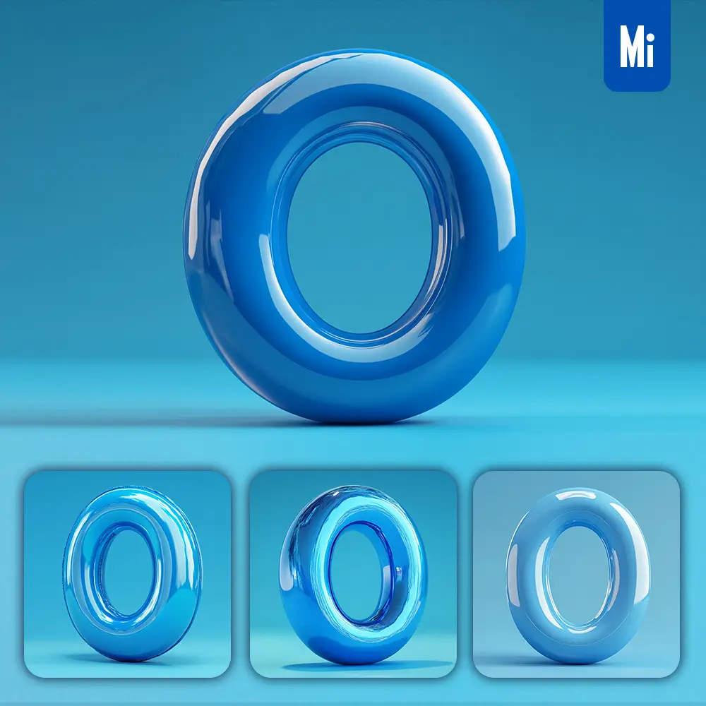 Midjourney Prompt O Letter Blue 3D Smooth C4D