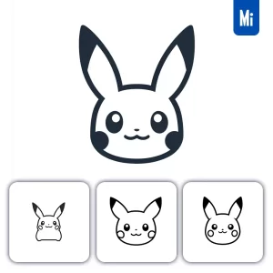 Midjourney Prompt Pikachu Line Head Face Cartoon Graphic Icon Illustration Avatar Logo Portrait