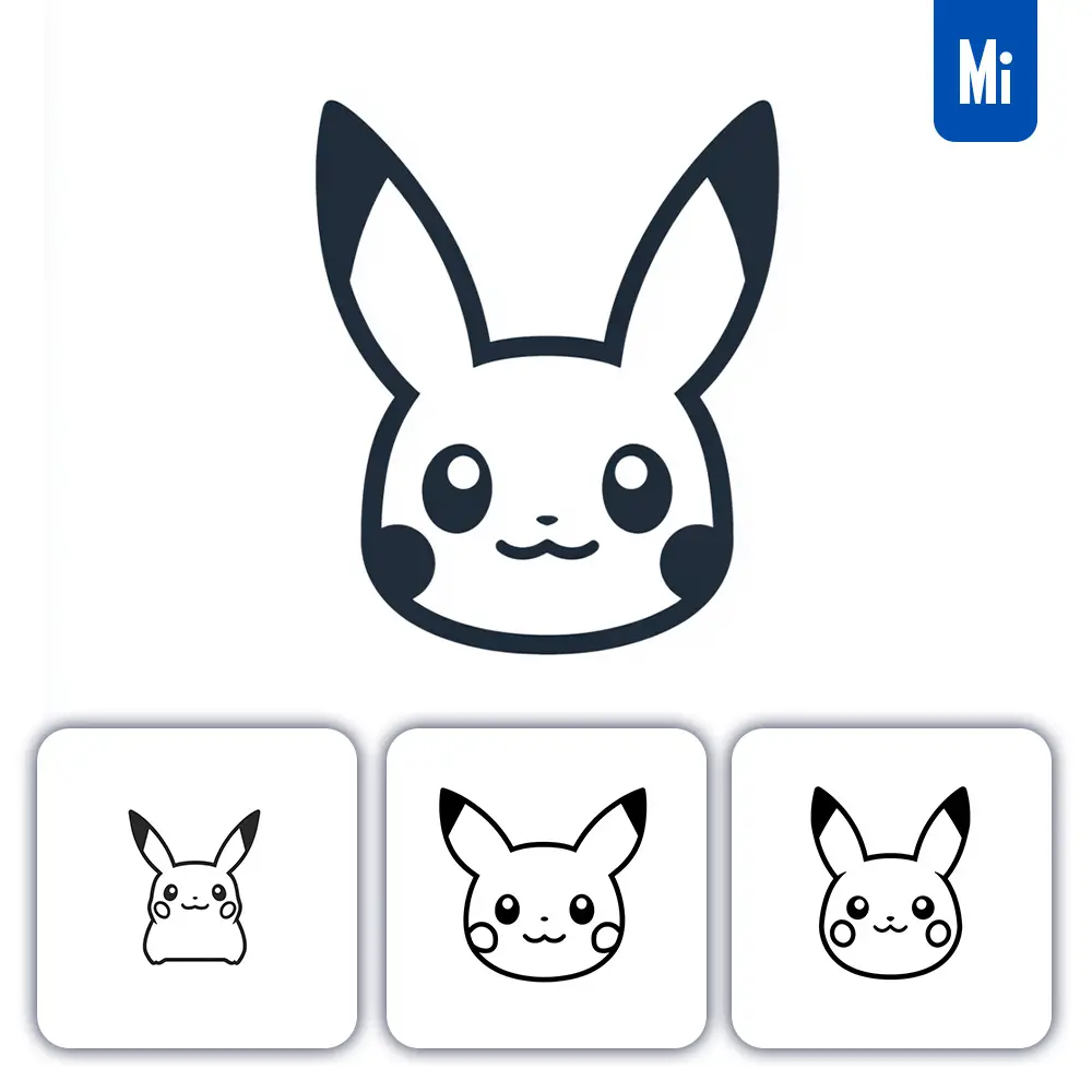 Midjourney Prompt Pikachu Line Head Face Cartoon Graphic Icon Illustration Avatar Logo Portrait