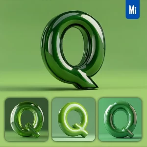 Midjourney Prompt Q Letter Green 3D Smooth C4D