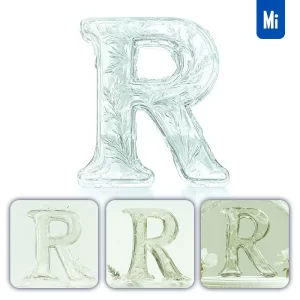 Midjourney Prompt R Letter Ice Glass Transparent 3D