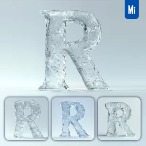 Midjourney Prompt R Letter Ice Transparent 3D Frozen