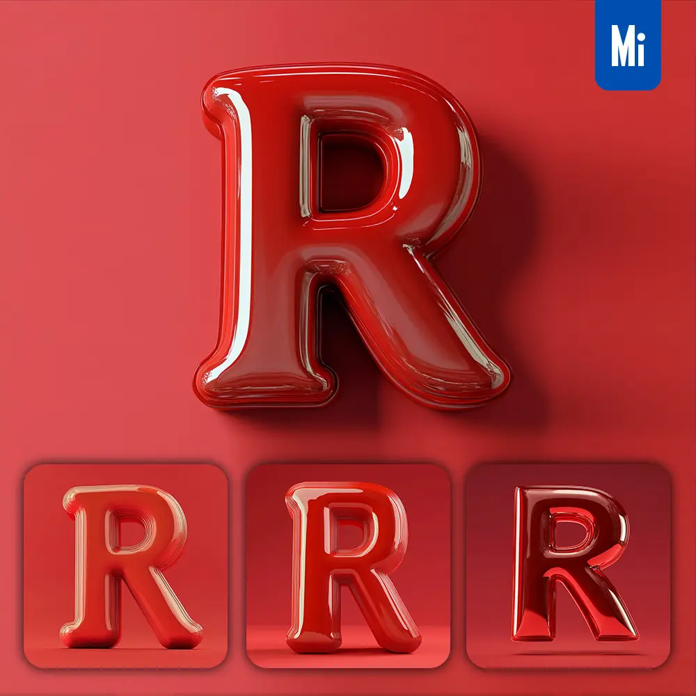 Midjourney Prompt R Letter Red 3D Smooth C4D