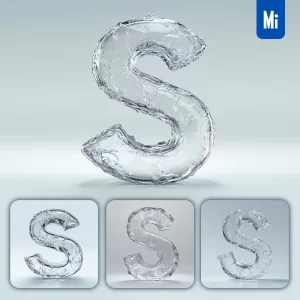 Midjourney Prompt S Letter Ice Transparent 3D Frozen