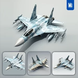 Midjourney Prompt Su27 Flanker Fighter Jet Aerospace Forces 3D Model Illustration