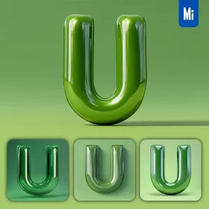 Midjourney Prompt U Letter Green 3D Smooth C4D
