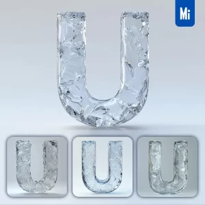 Midjourney Prompt U Letter Ice Transparent 3D Frozen