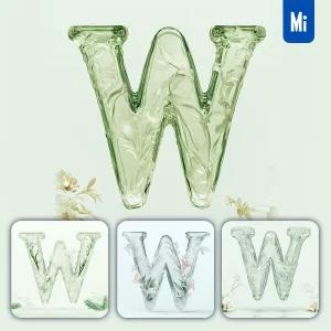 Midjourney Prompt W Letter Ice Glass Transparent 3D