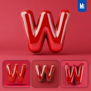 Midjourney Prompt W Letter Red 3D Smooth C4D
