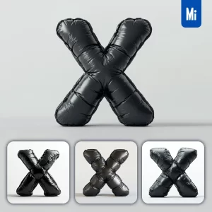 Midjourney Prompt X Letter Black Inflated Balloon 3D Photography